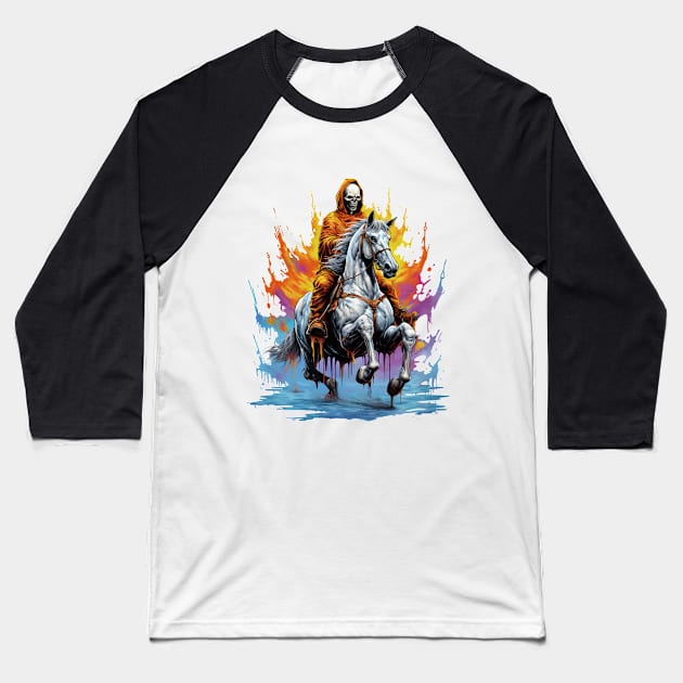 Skeleton Horse Rider Baseball T-Shirt by Giorgi's